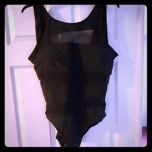 Black mesh cut out bathing suit xl new